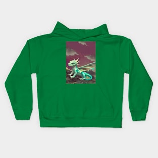 Baby Dragon On A Rock Kids Hoodie